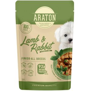 ARATON Junior Dog Lamb and Rabbit Chunks in Gravy 500 g
