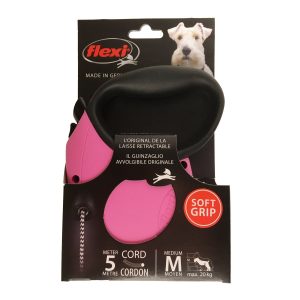 Flexi Standard Cord Soft Grip M, Rosa – flexikoppel för hund upp till 20kg