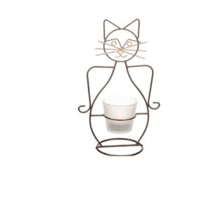 Ljuslykta katt i smide