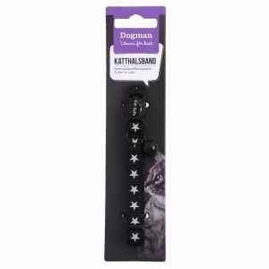 DOGMAN Katthalsband Star Svart, M, 10mm x 18-30cm
