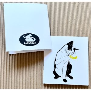 Kort, katt med fjäder-lek