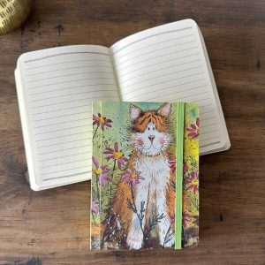 -Anteckningsbok, katten bland blommorna
