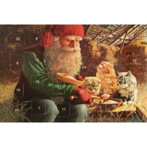 Adventskalenderkort, Tomte med 3 katter