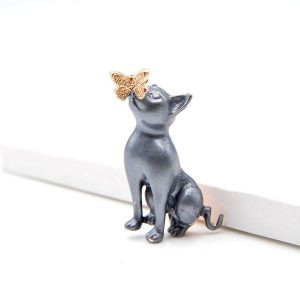 Brosch Katt med fjäril
