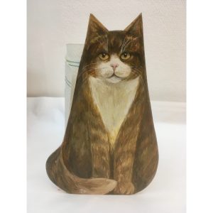 Hushållspappershållare med handmålad katt