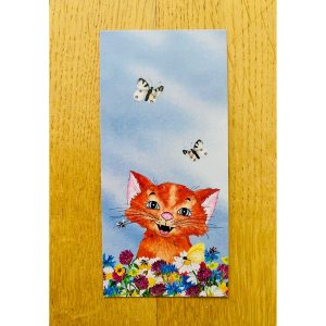 -Bokmärke/Kort med glad kattunge
