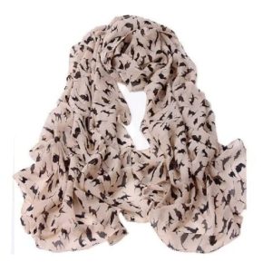Scarf i rosa ton med svarta katter